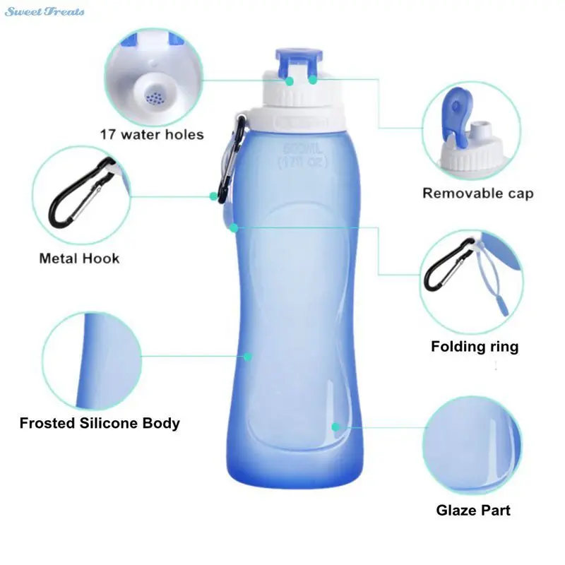 Складные карманные бутылки для воды силиконовые 500 мл|portable water bottle|water bottlewater bottle