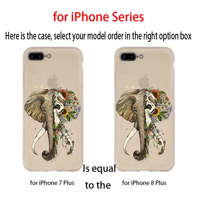 Силиконовый мягкий чехол для iPhone 13 11 12 Pro X XS Max XR 8 7 6 Plus SE Coque Elephant art 2020 | Мобильные