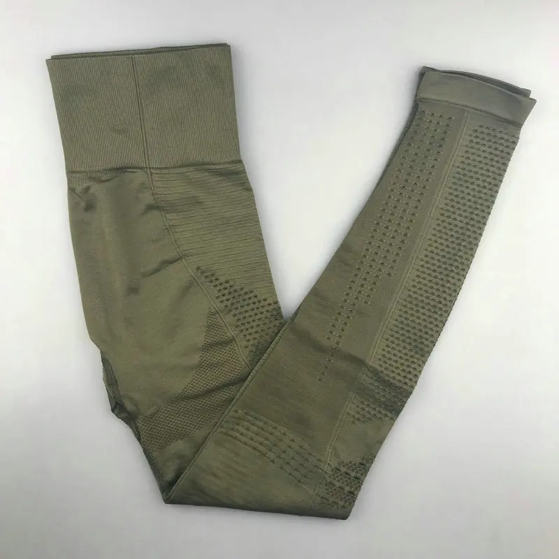 Army Green Женские безупречные трикотажные колготки с высокой талией, бесшовные Леггинсы для йоги, леггинсы для фитнеса, тренажерного зала, спортивные штаны для тренировок - Цвет: Army Green