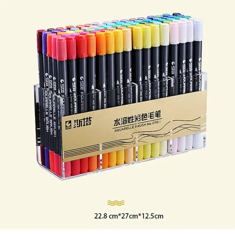 Dual Tip Watercolor Brush Markers Non-Toxic Water Based Lettering Marker Calligraphy Pens Coloring Brush Fineliner Color Random