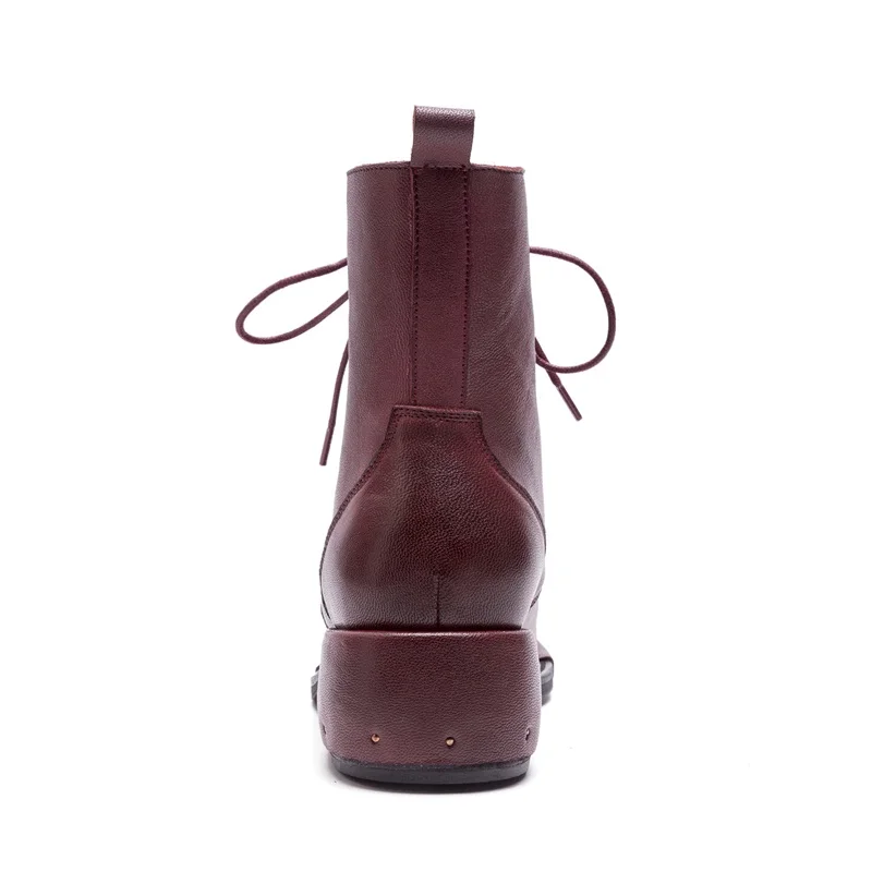 FACNDINLL high qulaity genuine leather women ankle boots shoes fashion autumn winter warm short lace up motorcycle | Обувь