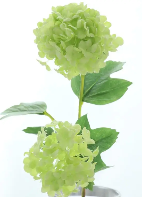 Green Искусственные цветы из гортензии, 2 головки, белый Снежный шар, Флорес, для дома, вечерние, свадебные, рождественские, Осенние украшения, искусственный цветок - Цвет: Green