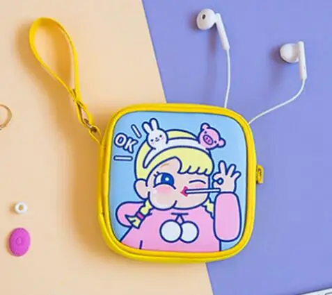 Yellow Bentoy единорог мультфильм печатных кошелек для девочек милые наушники квадратная посылка мини мешок для денег сумка для хранения детская милая сумка - Цвет: Yellow