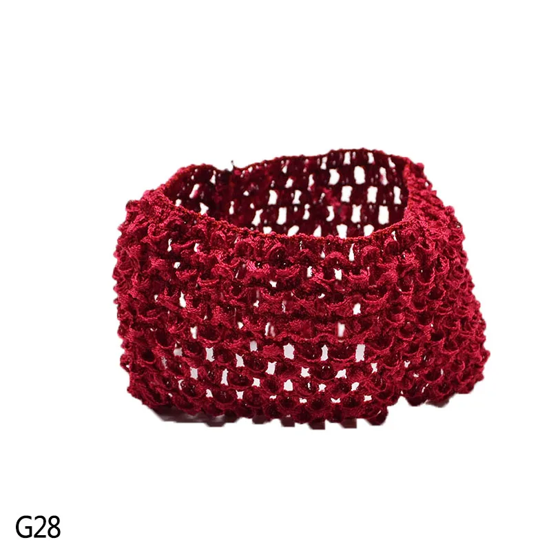 G28 1 шт., 14,5 см* 7 см, цветная шелковая повязка на голову для девочек, эластичное вязаное крючком повязка для волос, теплая повязка на голову, головной убор, Детские аксессуары для волос - Цвет: G28