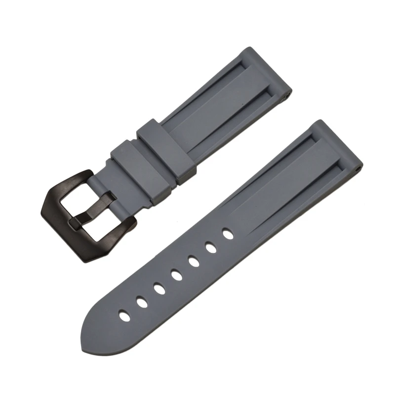 gray black clasp HQ силиконовый ремешок 20 22 24 26 мм камуфляжные часы силиконовый браслет резиновый сменный Браслет наручных часов для PAM ремешок и стальная пряжка - Цвет ремешка: gray black clasp
