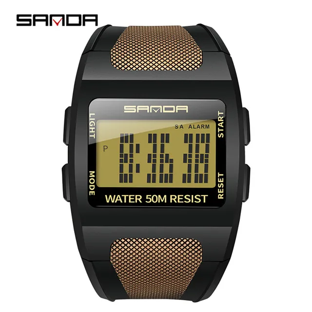GLOD SANDA мужские спортивные часы мужские модные простые цифровые часы мужские водонепроницаемые светодиодный электронные часы Reloj Hombre - Цвет: GLOD