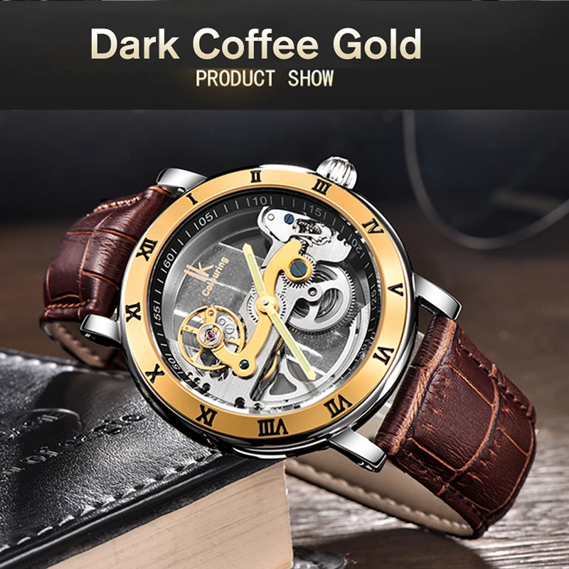 Роскошные Брендовые мужские часы IK окрашенные простые прозрачные модные