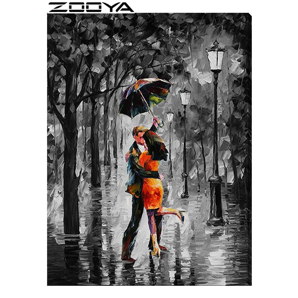 ZOOYA Алмазная вышивка 5D DIY картина крестиком зонтик уличная лампа парная Вышивка