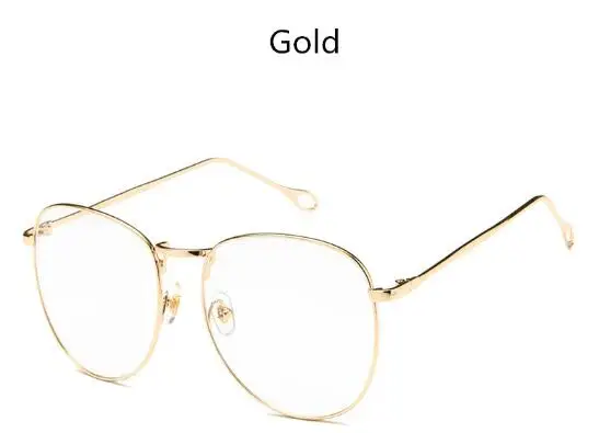 Gold Бросился Gafas же очки уличная съемка большая оправа лицо, чтобы показать тонкие очки Женские винтажные металлические круглые очки с плоскими линзами - Цвет оправы: Gold