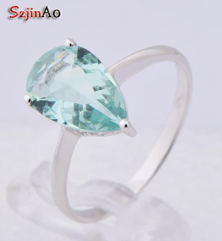 Szjinao 925 пробы серебряные светло-аквамариновые кольца для женщин подарок на день