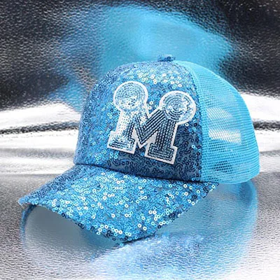 Dark blue M standard Новое Вечернее блестящее платье Для детей летнее солнце Шапки Бейсбол колпачок, девочка-мальчик м чистая пляжная Кепки летний солнцезащитный щит шляпа сетчатая бейсболка Бейсбол Кепки s - Цвет: Dark blue M standard