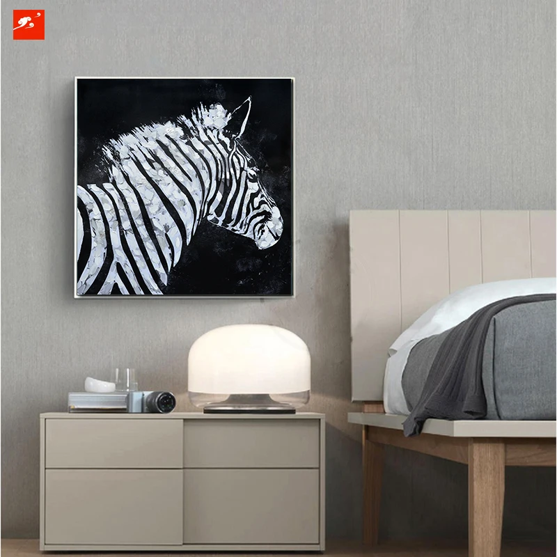 Скандинавские современные абстрактные поп Зебра Лошадь Холст Картина маслом на