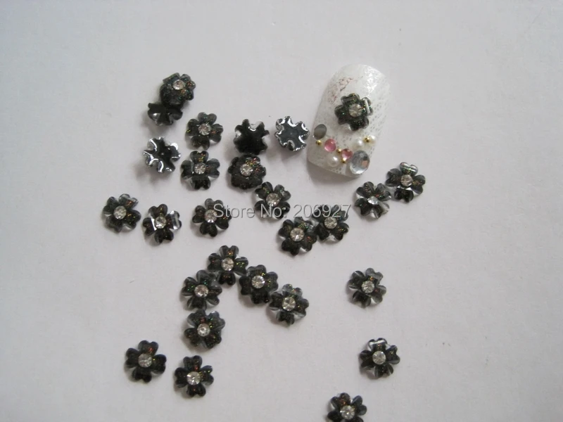 Искусственные 30 шт. милые маленькие Кристальные черные цветы в форме стразы