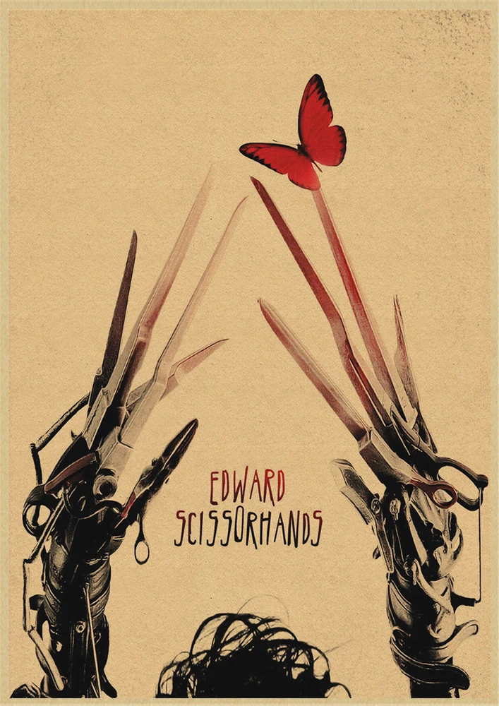 Классическая пленка Эдварда сissorhands плакат крафт-бумага ВИНТАЖНЫЙ ПЛАКАТ бар украшение дома стикер стены - Цвет: Кофе