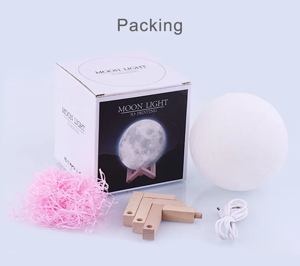 Rambery moon лампа 3d принт ночной Светильник USB Перезаряжаемый светильник s 16 цветов сменный светодиодный креативный лунный светильник в подарок