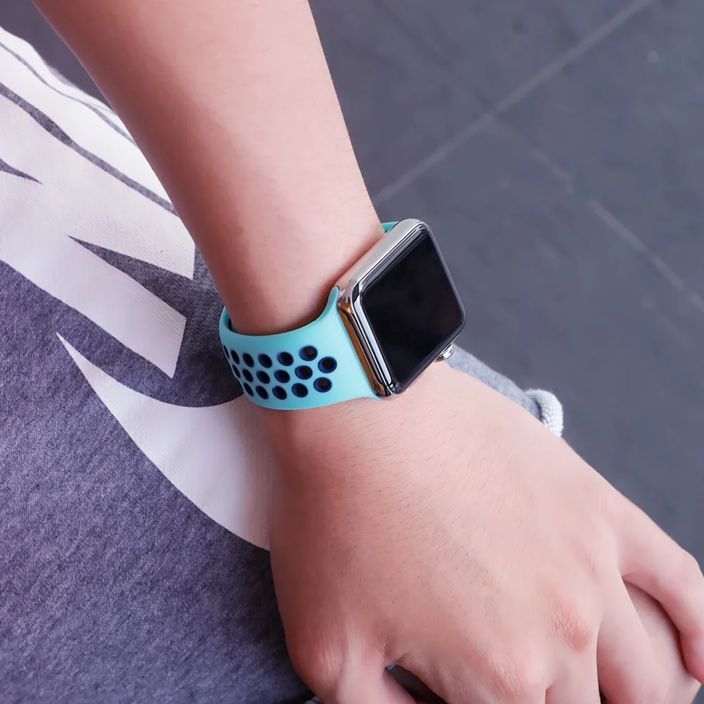 Спортивный ремешок для apple watch band 4 5 42 мм/38 мм iwatch band 44 мм/40 мм ремешок силиконовый браслет дышащий ремешок для часов серии 5 4 3 2