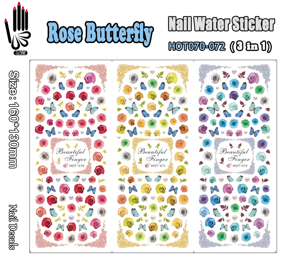 

3 листа/партия, наклейки для ногтей