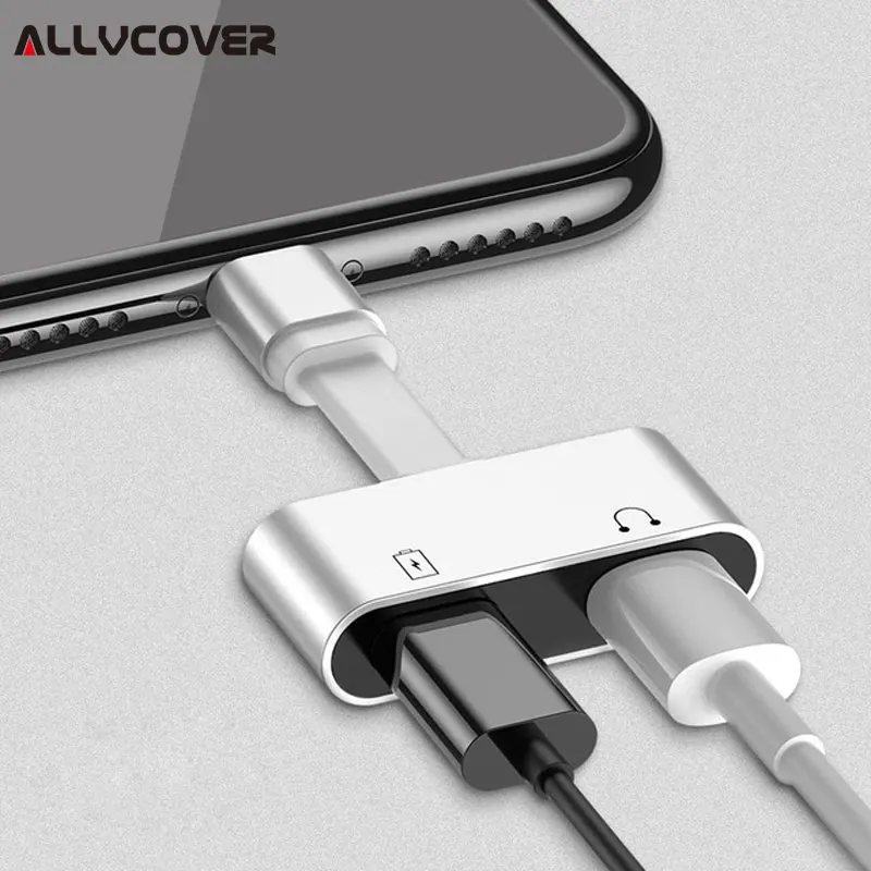 Allvcover 2 in 1 Charging Audio Adapter For iphone 7 8 plus X iOS 10 Charger Splitter Headphone Jack Cable Lightning | Мобильные