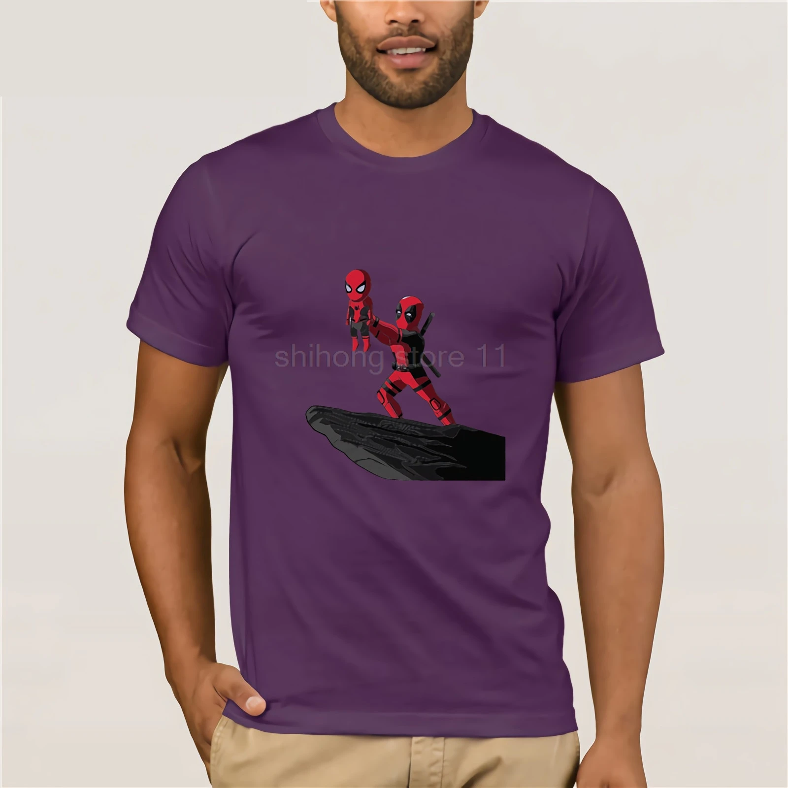 100% cotton cool funny deadpool printed men T shirt casual short sleeve o-neck for tops tees | Мужская одежда