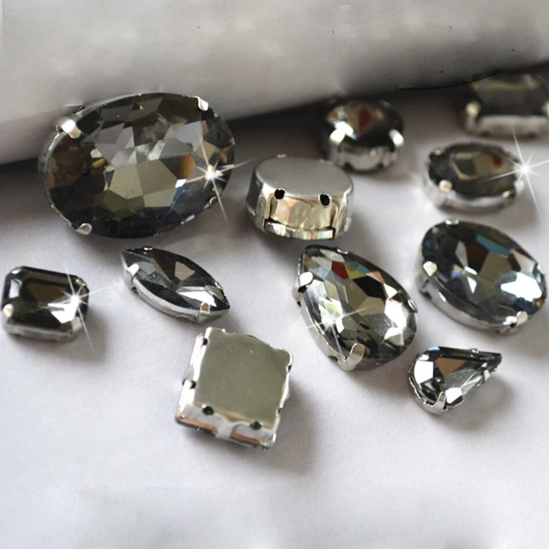 Sewing Craft Claw Rhinestone Water Drop Black Diamond 8mm 8x13mm 10x14mm 13x18mm Evening Dress Decorations On Rhinestones | Дом и сад