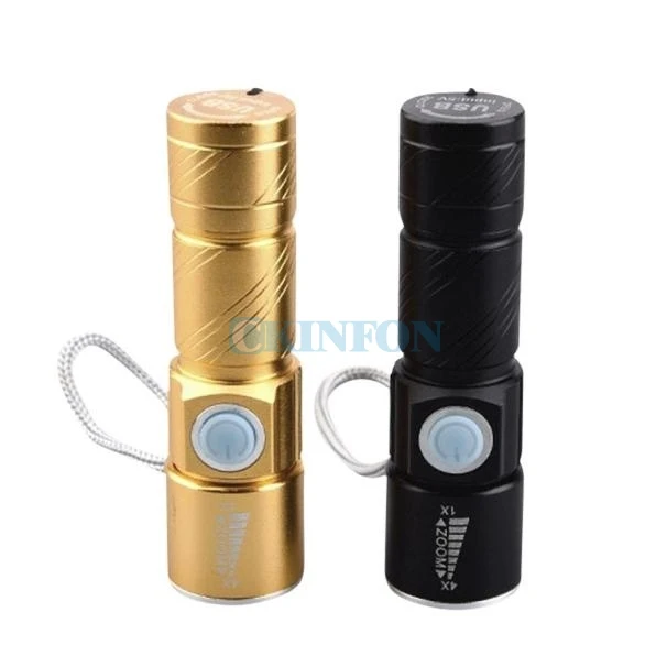 

DHL 50PCS Outdoor Portable Mini USB Charging Zoom LED Flashlight (Bulb:XPE)