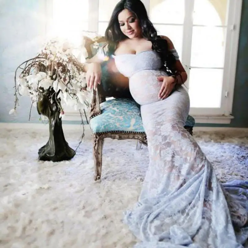 Кружевное платье для беременных Платья фотосессии длинное макси Одежда Женские