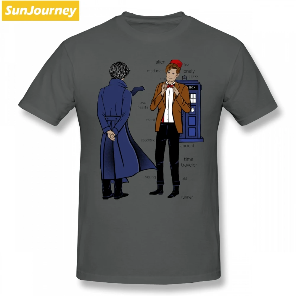 Sherlock Meets The Doctor Who летняя футболка Случайная Мужская футболка хлопок большого размера Футболки с коротким рукавом - Цвет: Бежевый