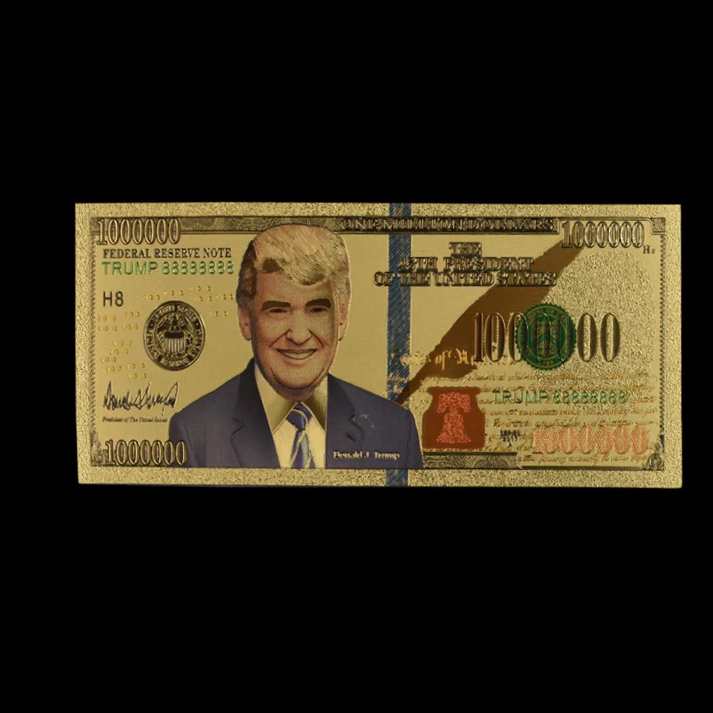 10 шт./лот для американского Трамп банкноты один миллион долларов в 24k
