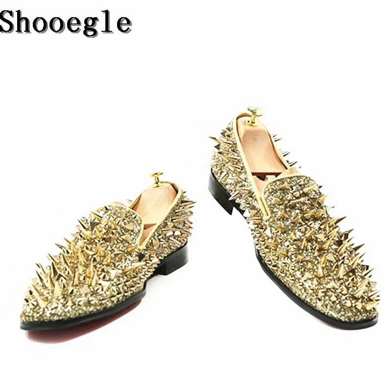 SHOOEGLE новые заводские индивидуальные мужские Роскошные блестящие золотые и