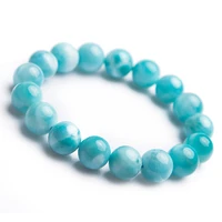 genuine blue natural larimar bracelet healing crystal 12mm gemstone stretch round bead natural stone bracelet aaaaa