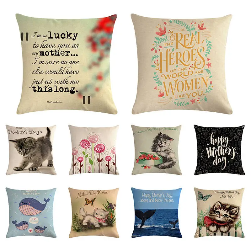 

Cute Cat Flower Sofa Decorative Pillow Linen Throw Pillow Home Decor Pillowcove Cushion Covers Pillowcase Gifts ZY1401