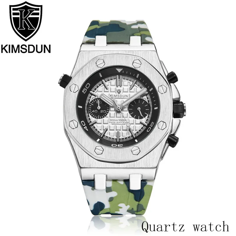 KIMSDUN Роскошные брендовые часы мужские часы Montre Homme все подциферы рабочие Силиконовые наручные кварцевые часы мужские эксклюзивные мужские часы Relogio - Цвет: K1