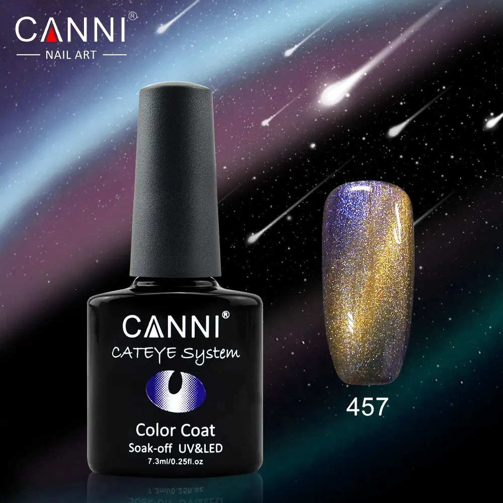 457 CANNI 7,3 мл Магнитный Гель-лак «кошачий глаз» 51024 маникюрный салон продукты 12 цветов замачивают Хамелеон кошачьи глаза Блестящий Гель-лак для ногтей - Цвет: 457