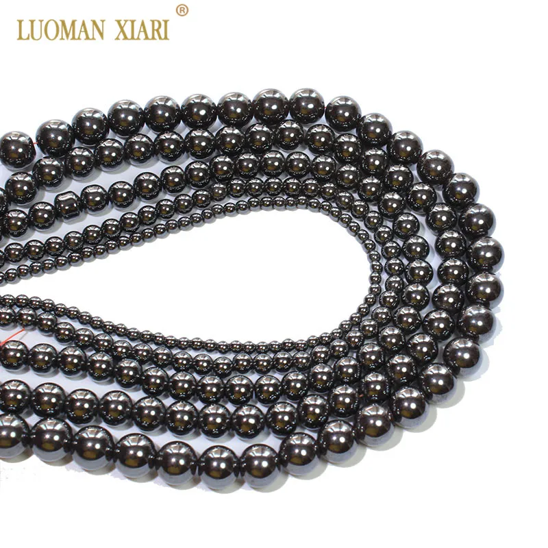 Wholesale Natural Round Stone Beads Black Hematite Iron Selectable 4/6/8/12MM For Jewelry Making DIY Bracelet Necklace 15'' |