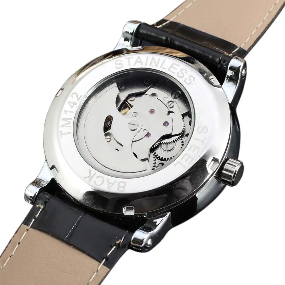 Часы FORSINING белые классические с тремя стрелками без номера календарем и ремешком