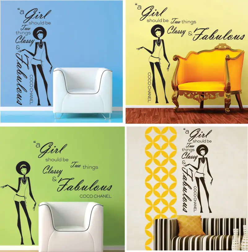 Съемные женские элегантные модные девичьи комнатные декоративные настенные