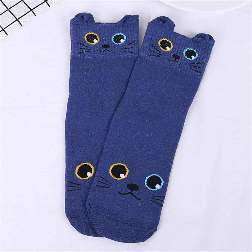 Для женщин носки молодой хлопковые животного кошка Арт анимационный персонаж