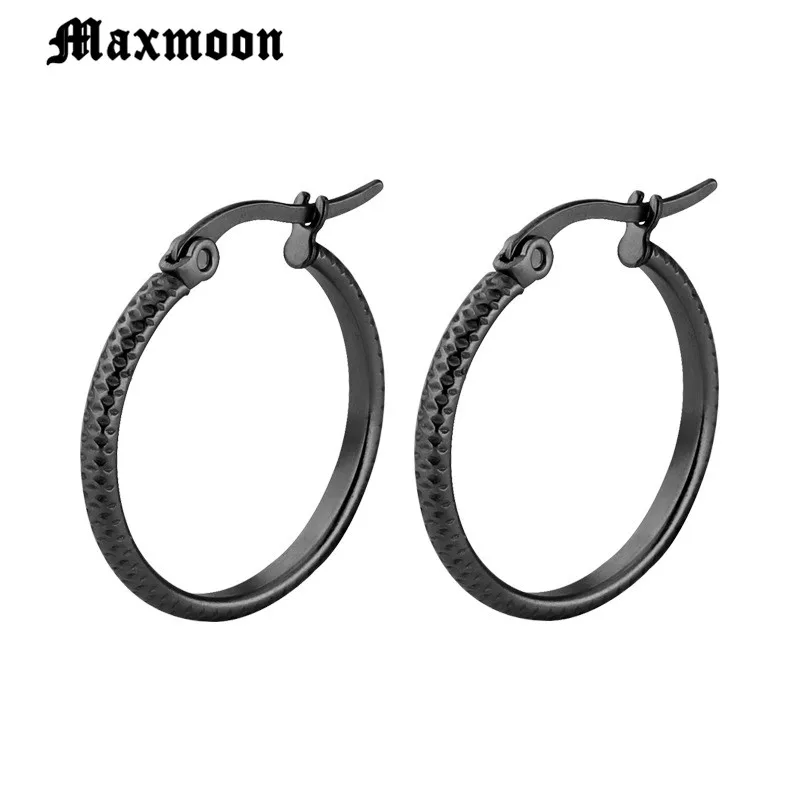Женские винтажные серьги кольца Maxmoon простые круглые из нержавеющей стали с