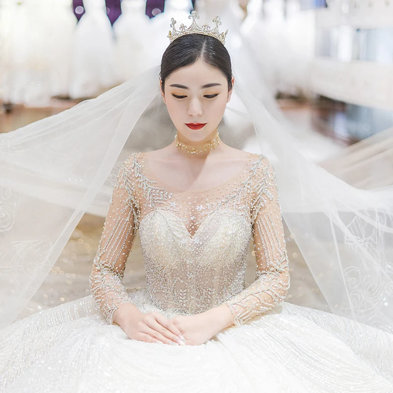 Роскошное свадебное платье Vestido De Noiva 2020 с длинным рукавом женское винтажное