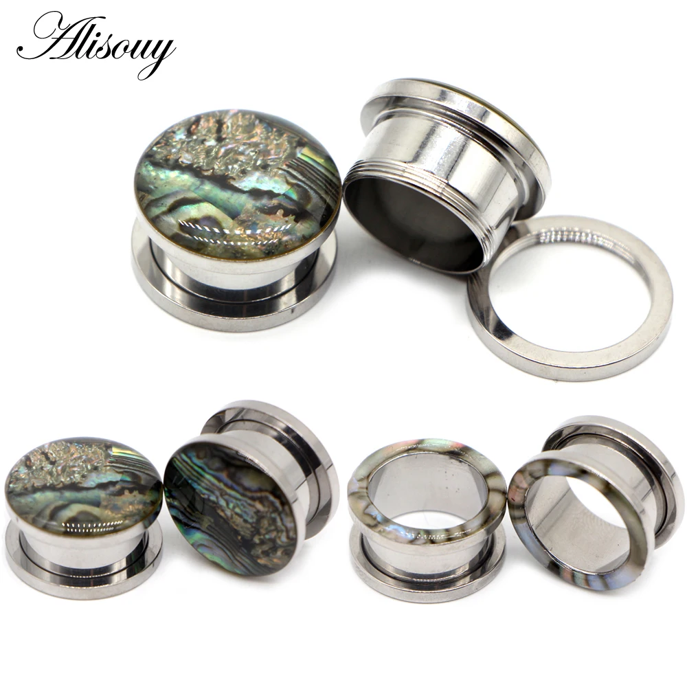 Заглушки для ушей Alisouy из нержавеющей стали в виде ракушек туннели с калибровкой