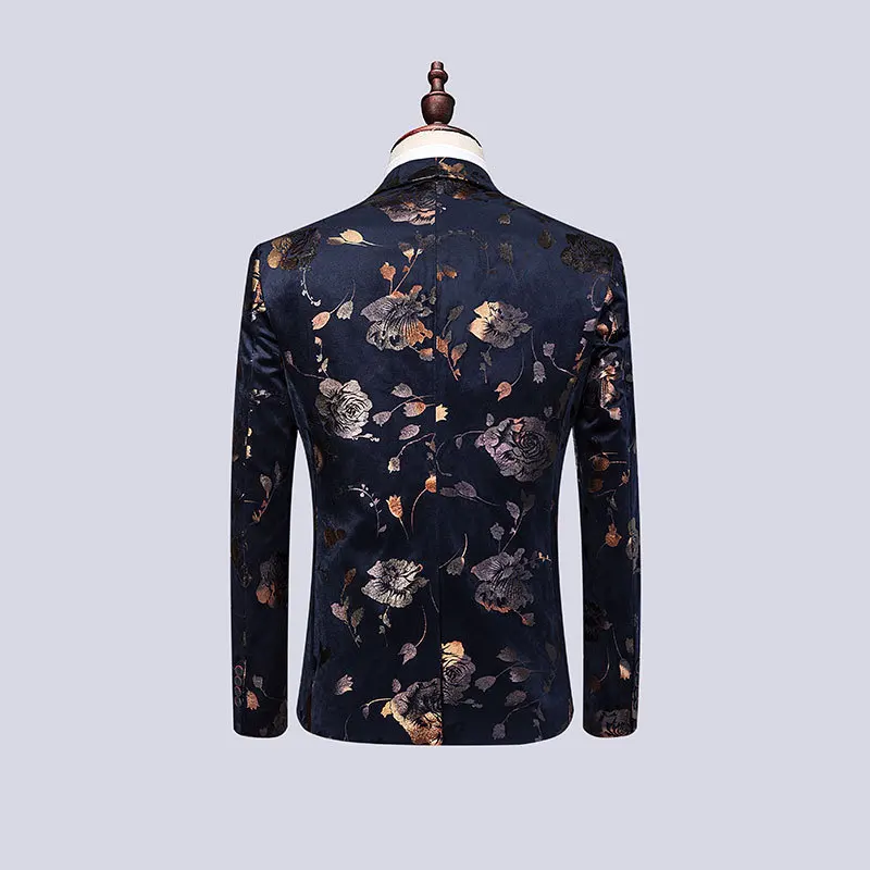

( Jacket + Vest + Pants ) Men's Fashion Boutique Printing Casual Dress Suits Male High-end Brand Groom Wedding Dress Suit Blazer