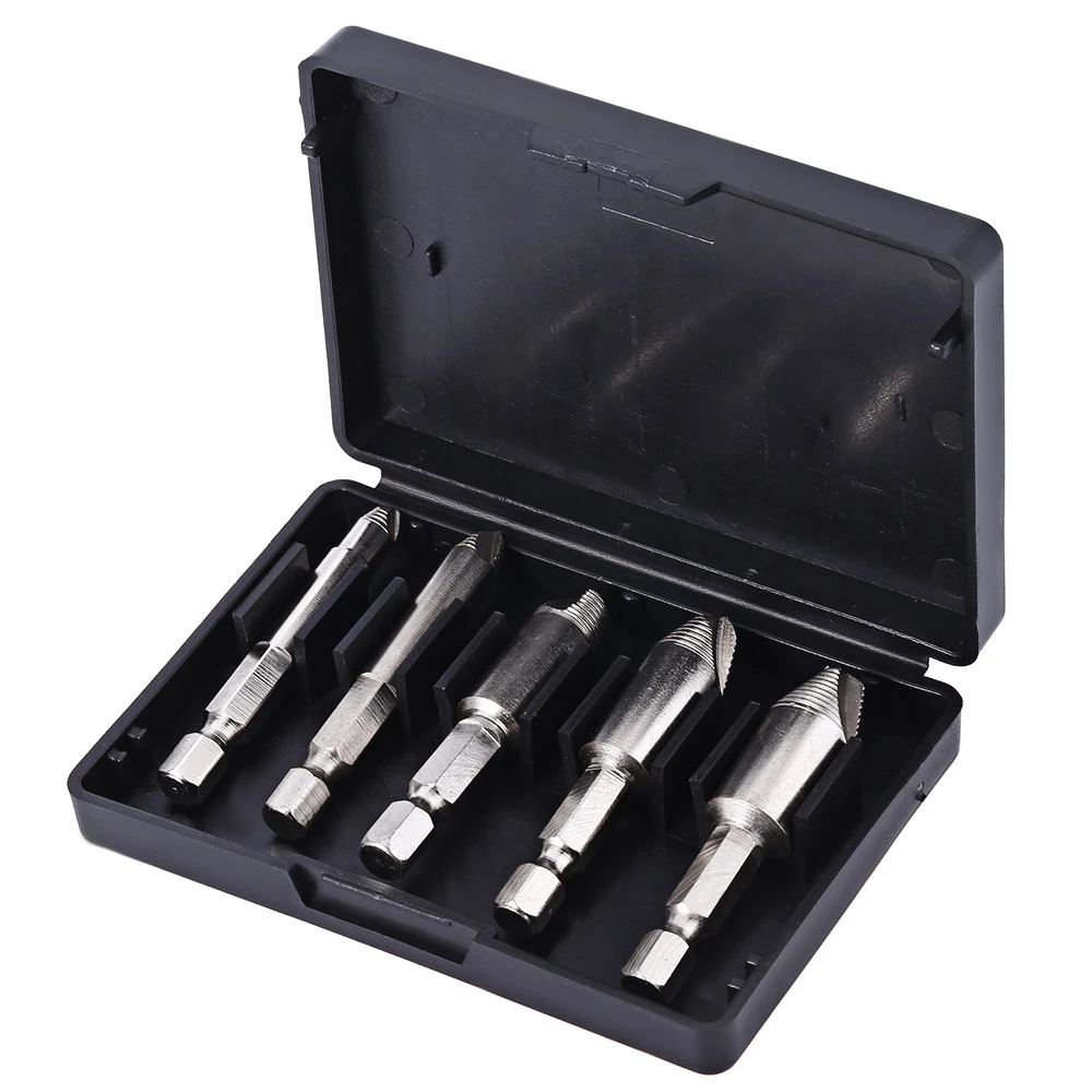 5pcs Nickle Plating HSS4241 Wood Screw Extractor Remover Whorl Type Drilling Tools Set | Инструменты