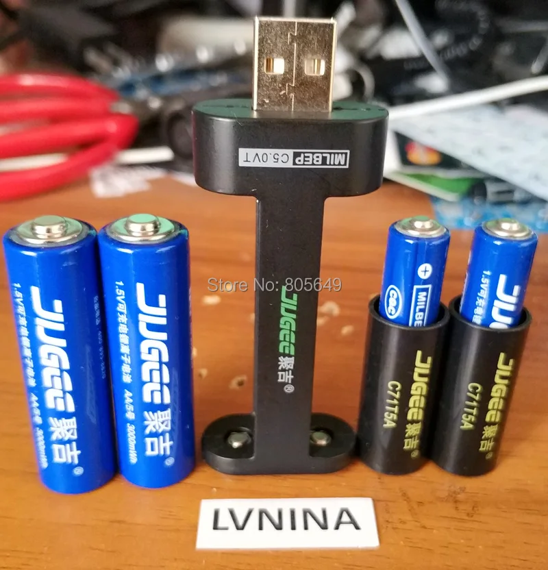 Jugee 2 шт. 1 5 В 3000mWh AA AAA 1000mwh литий полимерный ионный литиевая батарея + USB Зарядное