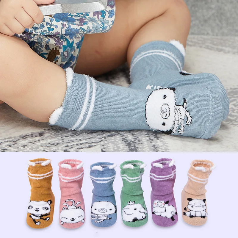 1 Pairs/Newborn Baby Boy Socks Pure Cotton Solid Kids Middle Tube Funny Cartoon Cute Animal Print Pattern Casual Style Sox | Детская
