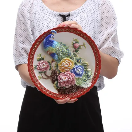 Павлин Фарфор Декоративные Плоские пластины для подвешивания керамический