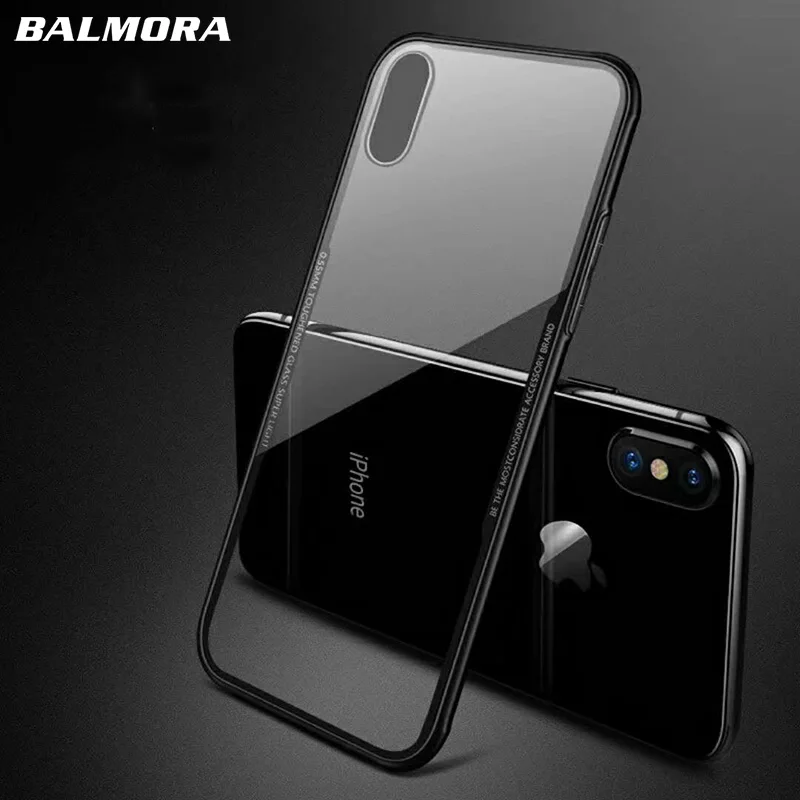 BALMORA Armor Phone Case For iPhone5 5S 6 6s 7 8 plus X 10 Transparent Acrylic PC Back Soft TPU Edge Cover Clear Cases Protector | Мобильные