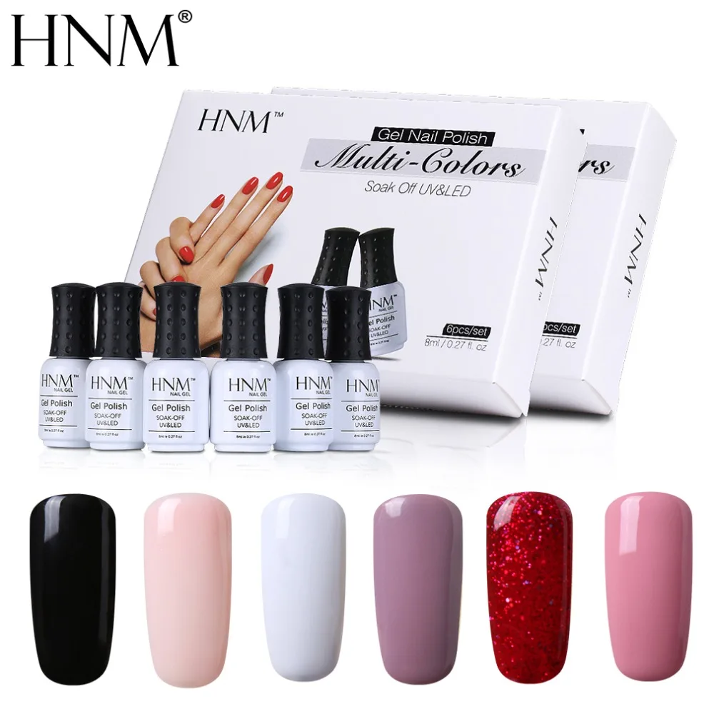 HNM 6 шт./компл. лак Lucky УФ гель для ногтей набор штамповки полуперманентный твердый