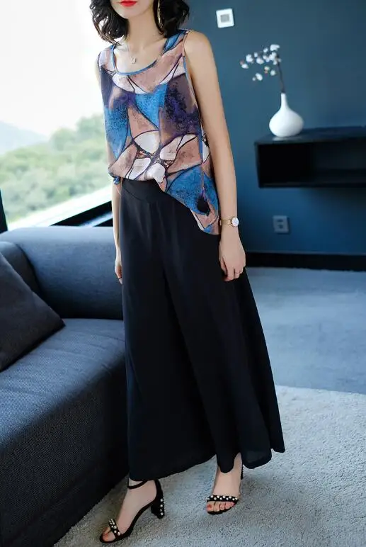 Office Lady chiffon batwing sleeveless floral shirt sweet women summer T-shirt solid color 2018 new latest hot sale | Женская одежда