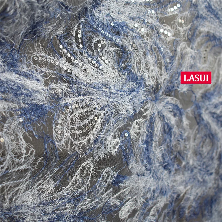 LASUI 3Y/1 лот многоцветные градиентные блестки перо вышивка Сетка кружевная ткань