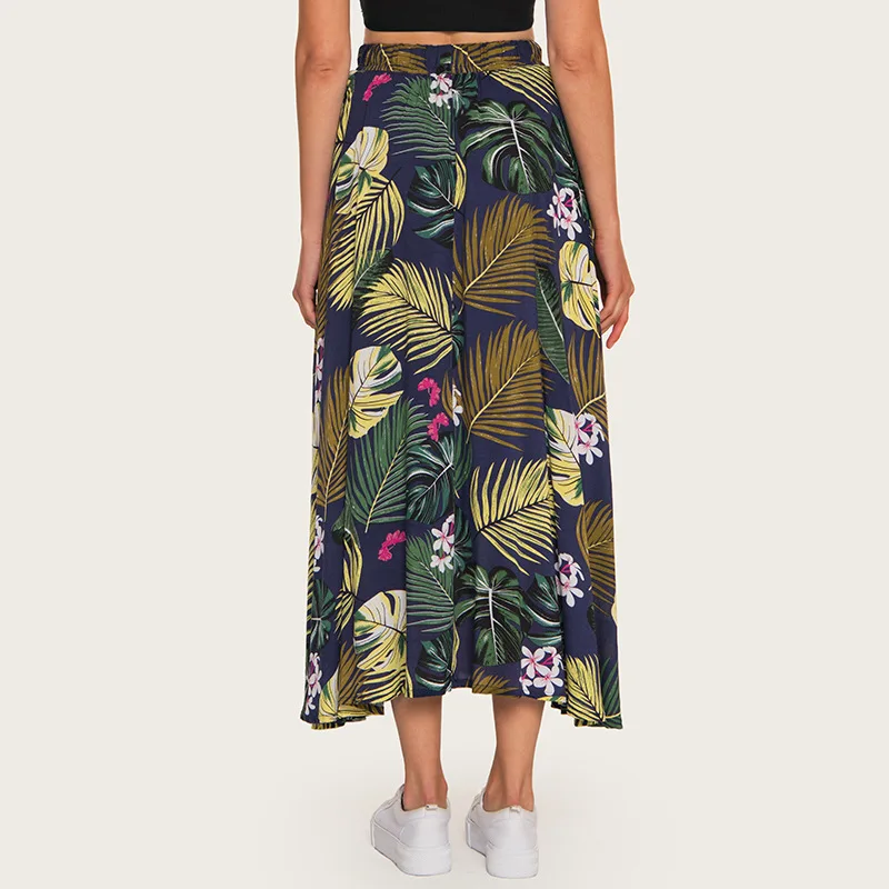 Юбка с цветочным рисунком для женщин 2019 винтажная богемная Пляжная Saia Jupe Femme
